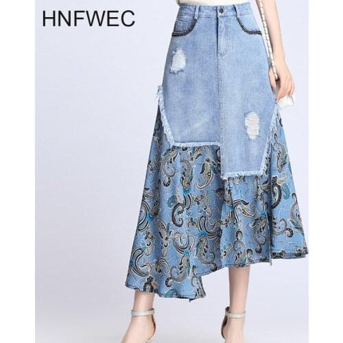 2020 Summer New Skirts Jupe Femme Streetwear High Waist Trend Ladies Denim Skirt Korea Patchwork Bottom Clothing Faldas U119