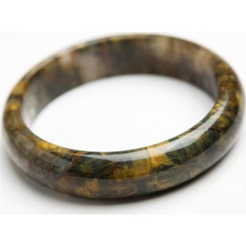 Women Lady Charm Namibia Precious Gems Yellow Pietersite Round Natural Stone Bangle Inner Diameter 59mm