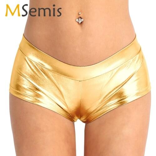 Pole dance shorts Women pole wear Shiny Faux Leather Low Waist Hot Shorts Pants for Dancing Raves outfits Festivals Costumes