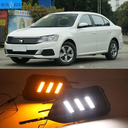 1 Pair LED DRL Daytime Running Light For Volkswagen VW Lavida 2019 with Yellow Trun Signal Light Blue Night Lamp