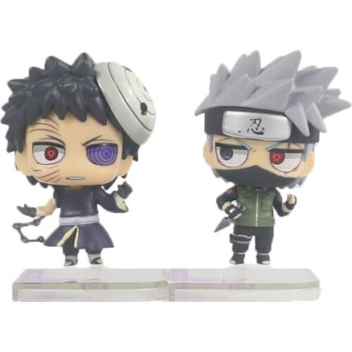 2pcs/set Anime cartoon character Model Figurine Uchiha Obito & Hatake Kakashi Q Ver pvc Action Figure Toys