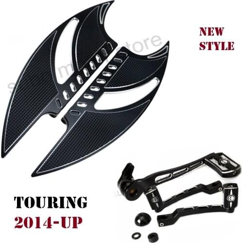 2014-2019 Black Tomahawk footboard For harley road king floorboards harley brake arm kits shifter Shift Lever For Harley Touring
