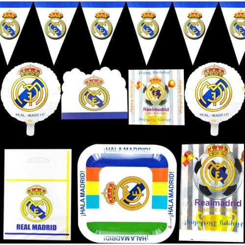 53pcs/lot Football Team Theme Napkins Loot Bags Birthday Party Flags Plates Cups Decorate Cake Toppers Kids Favors Invitation