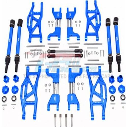 ALUMINUM F&R UPPER+LOWER ARMS+F&R ADJUSTABLE CVD DRIVE SHAFT+HEX ADAPTER+WHEEL LOCK+STAINLESS STEEL ADJUSTABLE FRONT STEERING TI