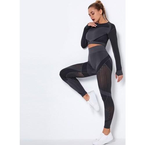 Seamless Yoga Set Workout Clothes Sport Outfit For Women Gym Set Fitness Clothing Long Sleeve Yoga Suit Outfit Woman Tracksuits
