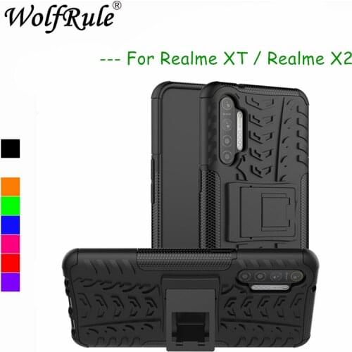 Realme XT Cover For OPPO Realme XT Dual Layer Armor Silicone Back Case For Realme X2 Holder Stand Shell Realme XT 730G