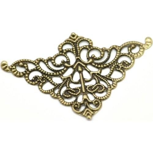 DoreenBeads Antique Bronze Filigree Triangle Wraps Connectors 5cm x 3.2cm(2"x1-1/4"), sold per lot of 100 (B17546), yiwu