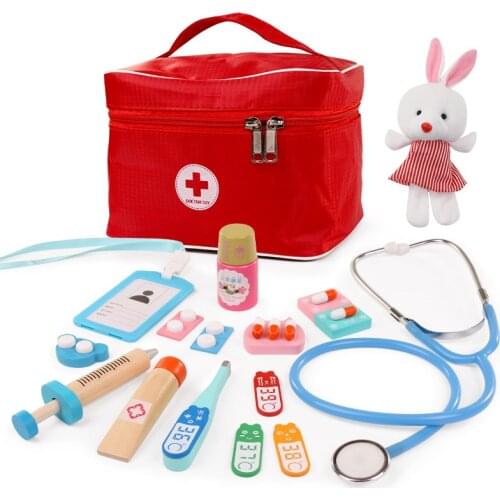 Simulation Wooden Pretend Play Doctor Education Toy Medical Kids Education Toys Medicine Chest Set for Kids Interest Development