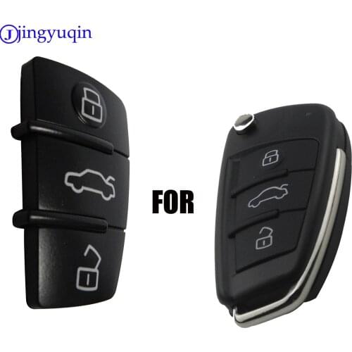 Jingyuqin 10pcs/lot For Audi A3 A4 A5 A6 A8 Q5 Q7 TT S LINE RS Free Shipping 3 Button Replacement Pad Rubber Remote Key Fob