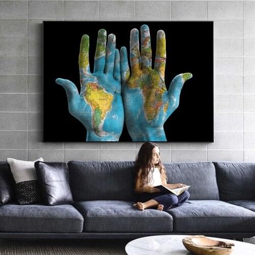 World Maps Draw In Hnads Canvas Art Prints Modern Pop Graffiti Art Canvas Pantings Wall Art Modular Pictures For Living Room