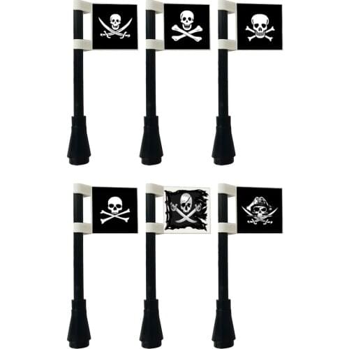Brick Flags for Pirate Sea Wolf Corsair City Square Police Castle Knight Jolly Roger Building Block Figure