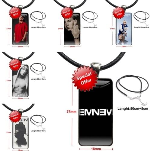 For Lovers Girl Friend Best Gift For Mens Hip Hop Rapper Eminem Rap Necklace With Steel Plated Glass Cabochon Choker Long
