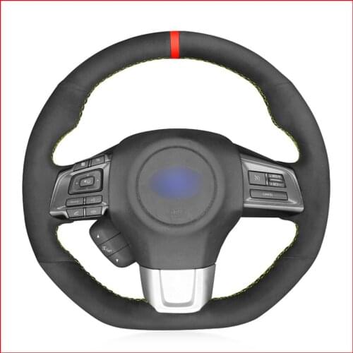 MEWANT Black Suede Car Steering Wheel Cover for Subaru WRX (STI) 2015-2019 Levorg 2015 2016 2017 2018 2019