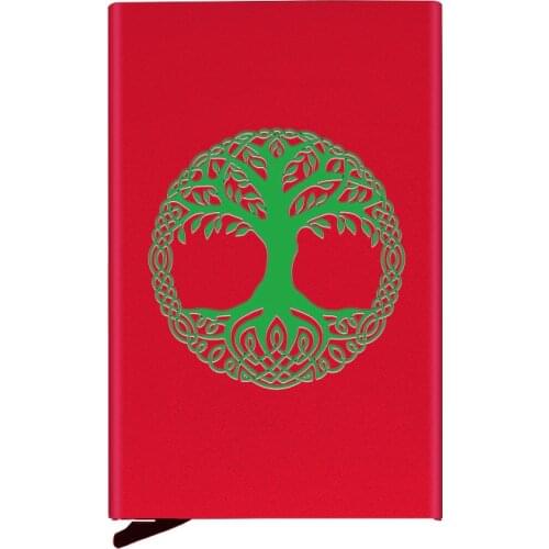 Fashion Metal Men Women Credit Card Holder High Quality Tree of Life Printing Travel ID Case Aluminum Box