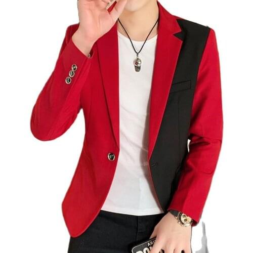 Men Slim Fits Blazer Spring Autumn Fashion patchwork Solid Wedding Dress Jacket Men Casual Business Male Suit Jacket Blazer 3XL