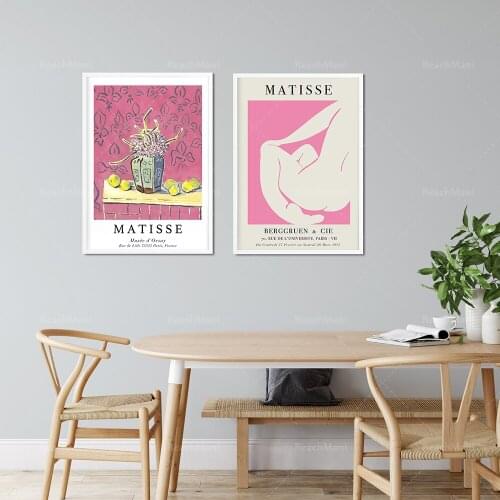Pink Matisse Wall Art, Matisse Gallery Wall, Matisse Art Prints Exhibition Decoration Poster