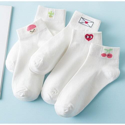5 Pairs Mixed Ladies Girls Sweet Love Heart Fruit Casual School Youth Sport Running Comfy Ankle Socks Gift