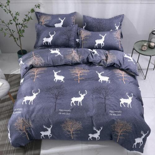 Simple Blue Elk Duvet Cover Sets Cartoon Bedding Set Unicorn Quilt Cover Bed Sheet Single Double Queen Nordic Bed Linens