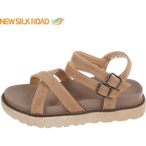 Rome Solid Casual Platform Women Flat Sandals Summer Fashion Shoes Gladiator Buckle Non Slip Beach Zapatos Deportivos Para Mujer