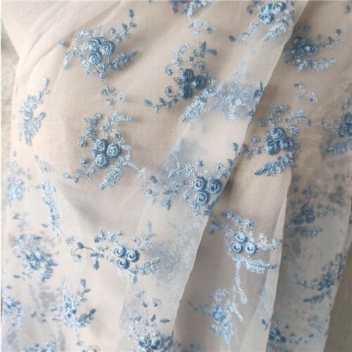 Mesh embroidery small floral tulle net lace fabric DIY wedding dress skirt clothing tablecloth background curtain accessories
