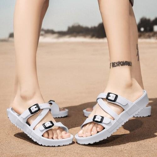 2021 New Summer Casual Shoes Women Beach Sandals Hollow Out Men Slippers Ladies Flip Flops Buckle Light Sandalias Outdoor Slides