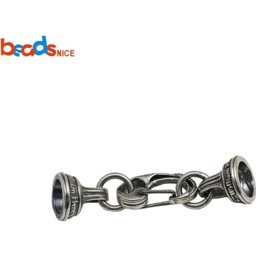 Beadsnice ID38305 Connector for Bracelet Necklace Jewelry making Sterling Silver Cord End Cap with Clasp