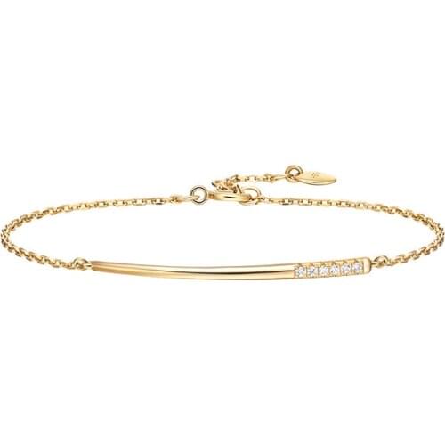 SOELLE Fashion Real S925 Sterling Silver Yellow Gold Color Fruit Stick Bracelet Micro Cubic Zirconia for Women Fine Jewelry Gift