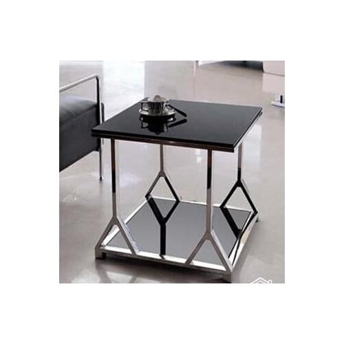 Stainless steel glass. Sofa. Small square table. Small tea table