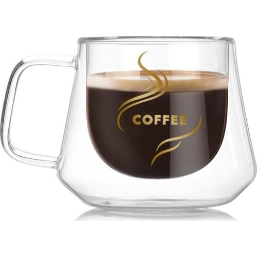 Double Wall Glass Cup Heat Resistant Tea Coffee Mug With Handle Portable Transparent Beer Mug Whiskey Glass Cup 150ml