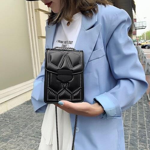 Retro Small Square Bag Rivet Chains Shoulder Bags Women Crossbody Bag Famous Designer Ladies Mini Handbag Purse bolsa feminina