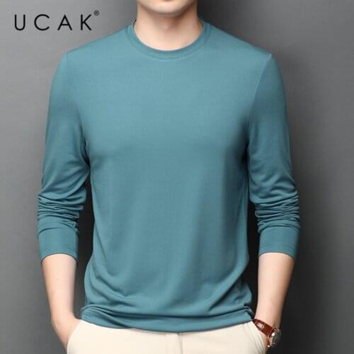 UCAK Brand T Shirt Men Long Sleeve Business Casual T-Shirt Men Clothes Spring Autumn Top Quality Tee Shirt Homme Tops U5328