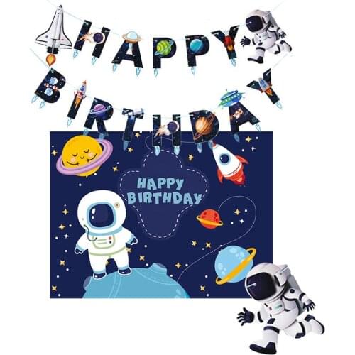 Astronaut flag Happy Birthday Balloons for kids Baby Shower Girl Boy 1st 2nd Birthday Party Decoration Background Party supplies