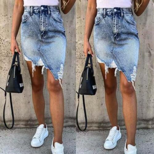 2021 New Street Temperament Sexy Womens Fringed Bag Hip Denim Irregular Skirt
