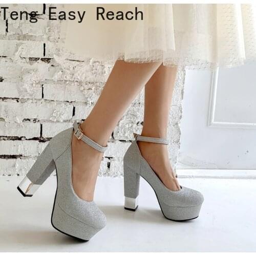 Brand 2020 Elegant wedding Big Size 43 High Heels Party women Shoes Woman Sexy Platform ankle-strap Pumps Stiletto