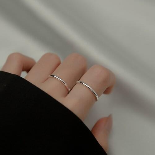 Solid 999 Sterling Silver Rings for Women Round Circle Simple Finger Band Knuckle Stackable Minimalist Jewelry 2021