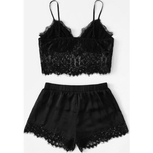 Womens Underwear Pajamas Lace Pijama Sling Shorts Sexy Lingerie Sleepwear Pyjama Pour Femme Plus Size Sleeveless Pajama Sets