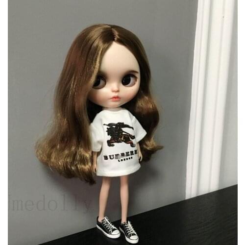 1Pcs Cute Doll Loose White T-shirt for Blyth, Licca, Azone, OB24, OB27 Doll Clothes Outfits Accessories