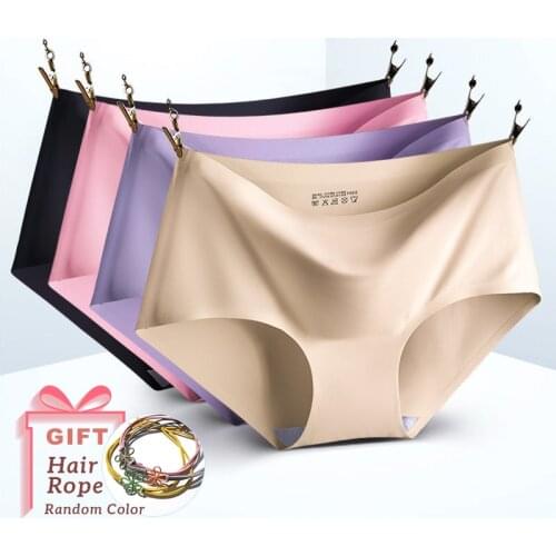 3 Pcs Womens Panties Silk Underwear For Woman Seamless Underpants Sexy Briefs Female Lingerie Solid Color Woman Pantys M-XXL