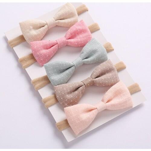 5pcs Girls Nylon Headband Hair Bows Head Band Elastic Bowknot Hairband for Children Kids Toddler Hair Accessories Headwear