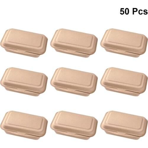 50pcs 600ml Hamburger Containers Disposable 600ml Paper Eco-friendly Doggy Box Lunch Boxes for Take-out Restaurant Snack Bar