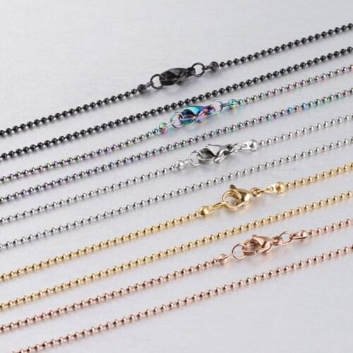 Ball Bead Chain 1.5mm Necklace With Lobster Clasp Stainless Steel Chain DIY Necklace Making 20" 50cm 20piece/lot