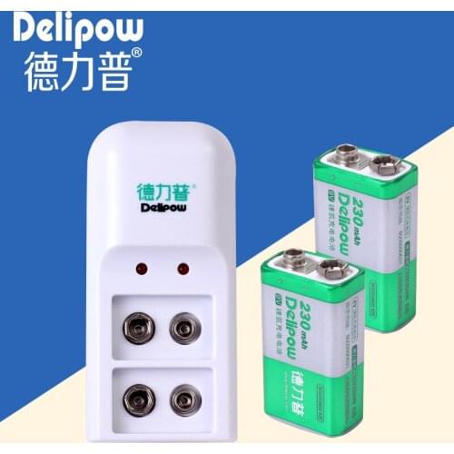 Delipow 9V rechargeable high-capacity 9V battery charger kit microphone battery 1+2 shipping Rechargeable Li-ion Cell