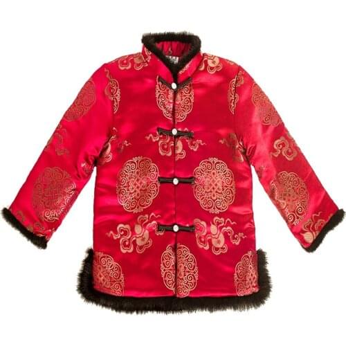 2019 Children Coat Chinese Style Costume Baby Boys Tang Clothes Kids Coats Boy Outfits Outwear Tops Mink Hair Chinese Knot 4-12