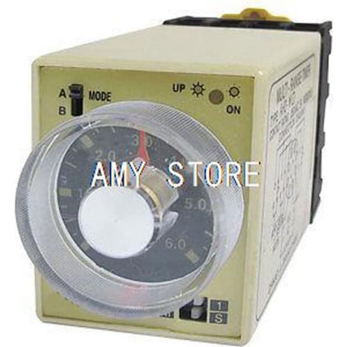 Dual Modes 8P 0-6S 0-60M 6S 60Min Delay Timer Timing Relay AH3-NC 220VAC w Base