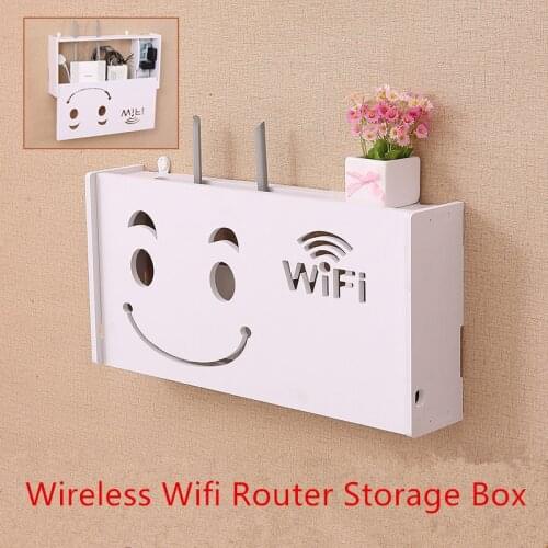 Eco-Friendly Wood Plastic Board Wireless Wifi Router Storage box Wall Hangings Bracket Cable Storage Rack Home Decor