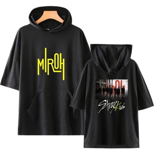 KPOP Stray Kids hooded t shirt women men short sleeve Straykids tshirt t-shirt fashion harajuku t shirts tops streetwear clothes