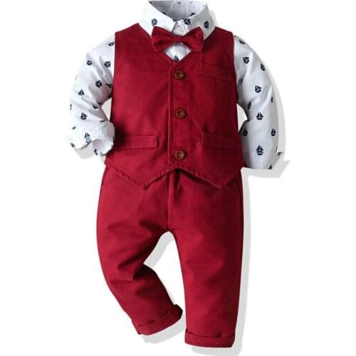 Baby Boy Gentleman Clothes Set Summer Suit For Toddler White Shirt with Bow Tie+Suspender Shorts Formal Newborn Boys Clothes