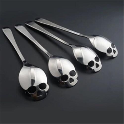 Stainless Steel Coffee Scoop Skull Shape Dessert Spoon Food Grade Ice Cream Candy Tea Tableware Drop Shipping Coffee Spoons