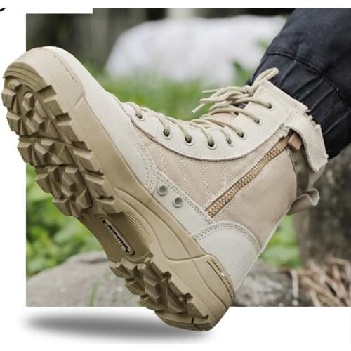 Men Tactical Military Army Boots Breathable Leather Mesh High Top Shoes Casual Desert Work Shoes Mens SWAT Ankle Combat Boots