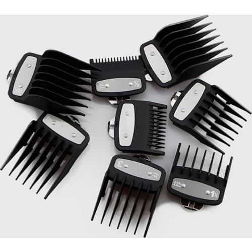 8Pcs Clipper Cutting Guides Guard Attachment Metal Clip Limit Combs Snap-On Guard Combs Hair Cutting Barber Replacement 5 Colors